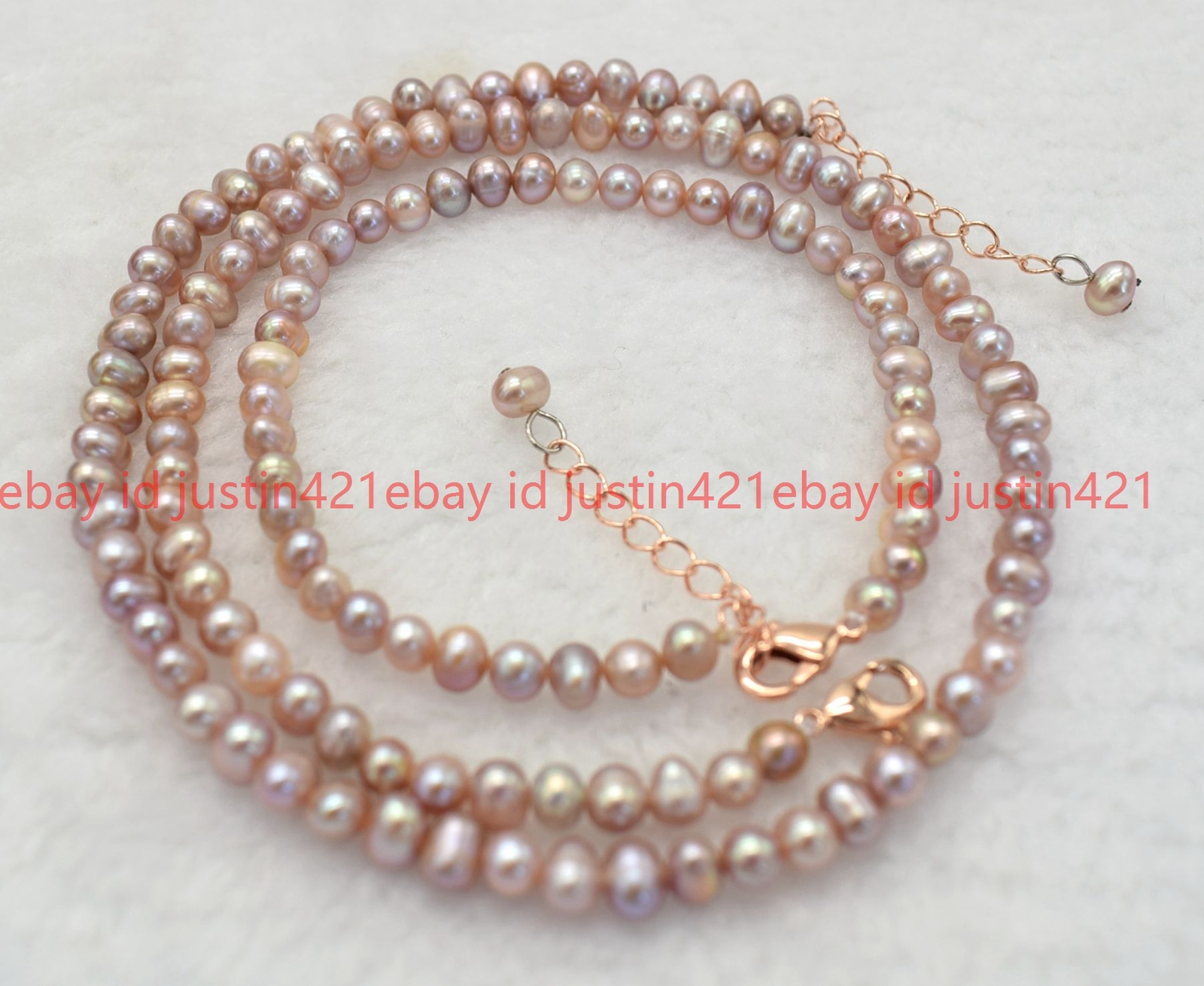 6-7mm Genuine Natural Freshwater Purple Pearl Necklace Bracelet Set 18”7.5″