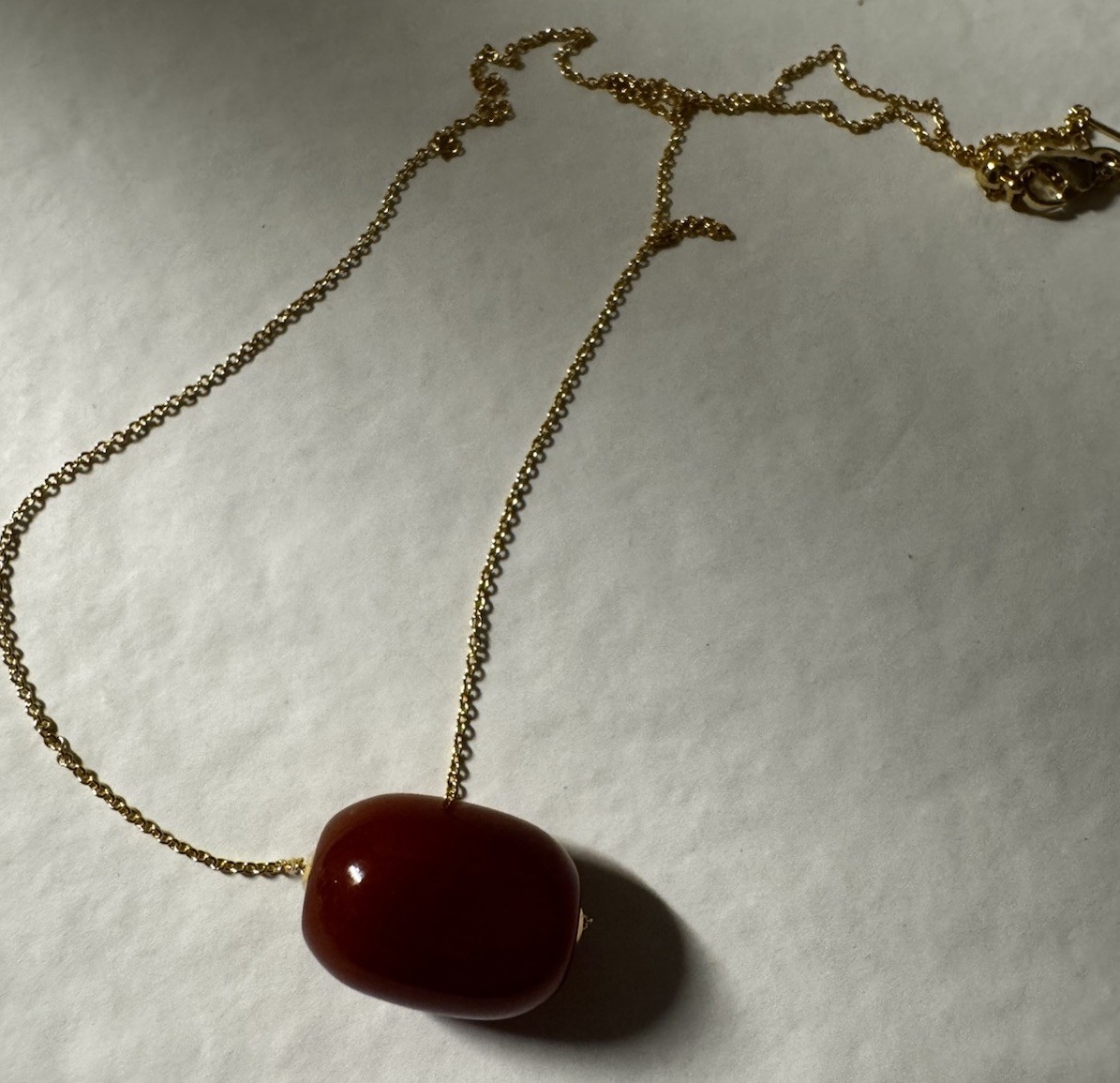 red agate 13x19mm 18k gold lulutong Pendant silver 925 Necklace NIB free shippin