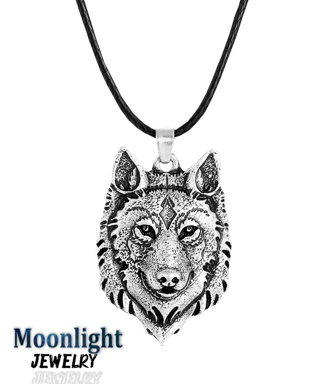 New Silver Wolf Head Nordic Pendant Viking Necklace