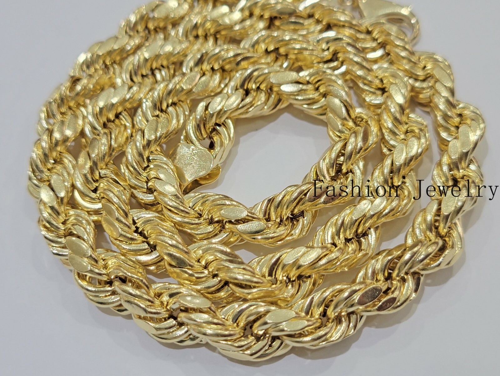 10k Real Yellow Gold Rope Chain 10mm 28 Inch Necklace diamond cut