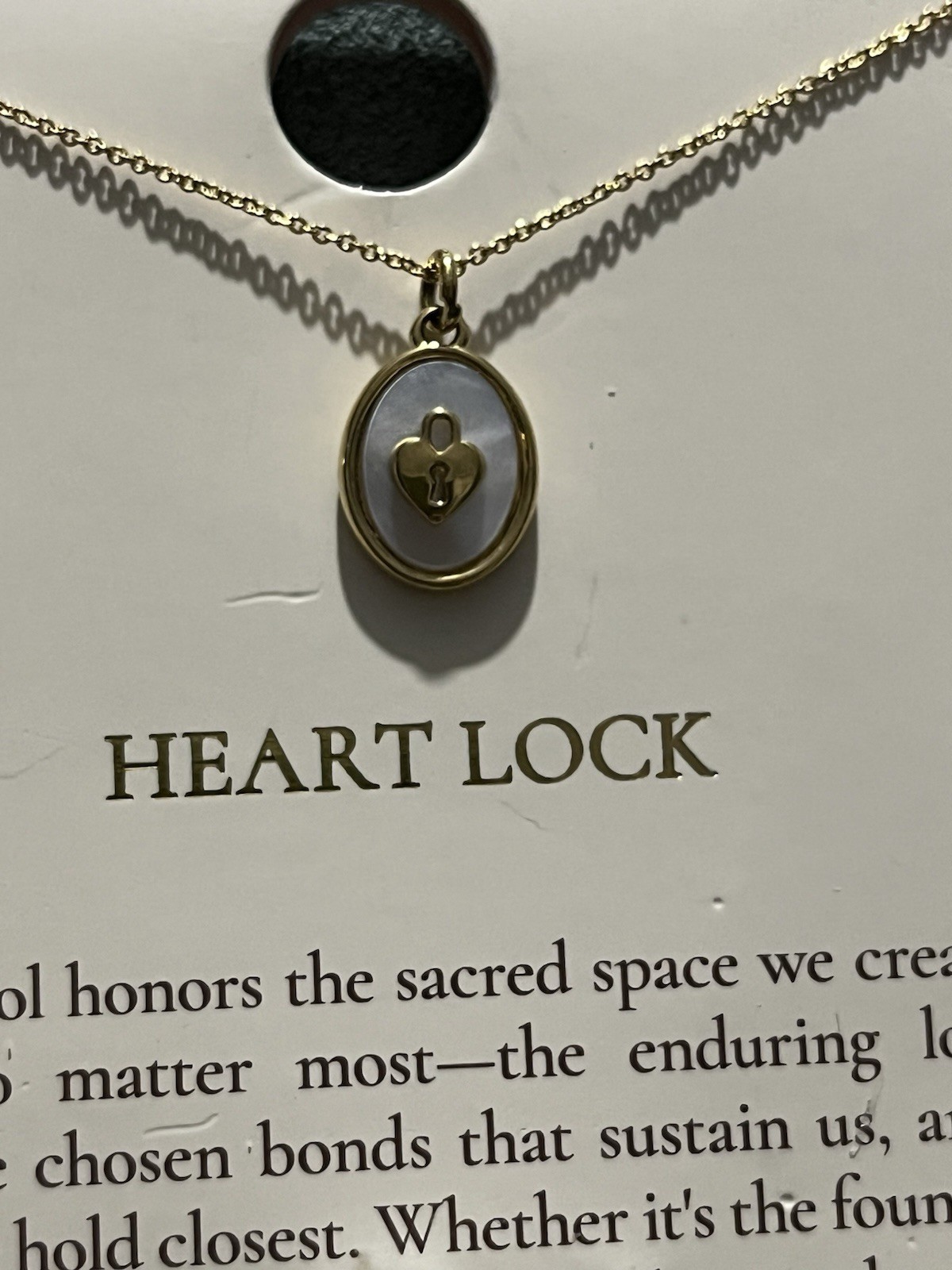 Tiny Tags Heart Lock Pendant Necklace Gold Plated Brass Cable Chain 16+2in