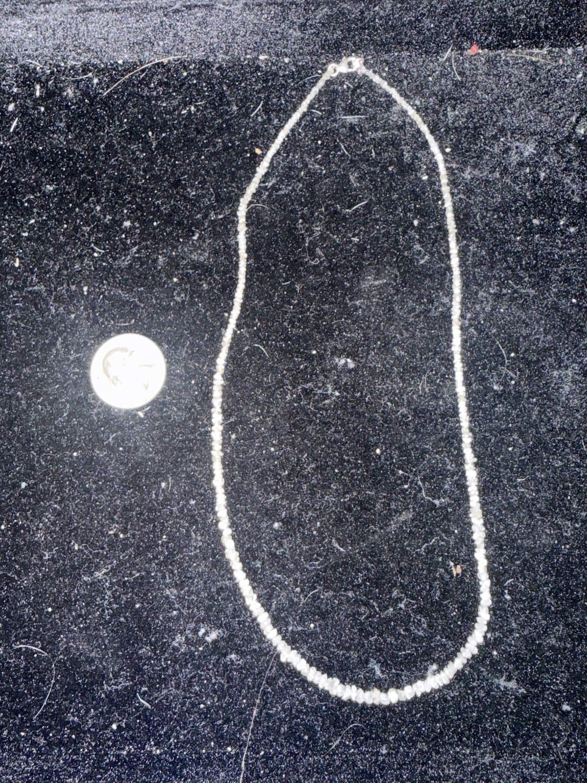 Rough Grey Natural Diamond Beaded Necklace with Sterling Silver Clasp 18 inches