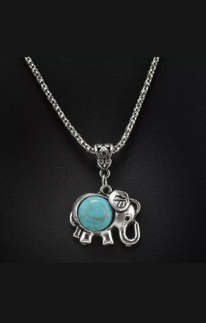 Tibetan Silver Turquoise Elephant Necklace