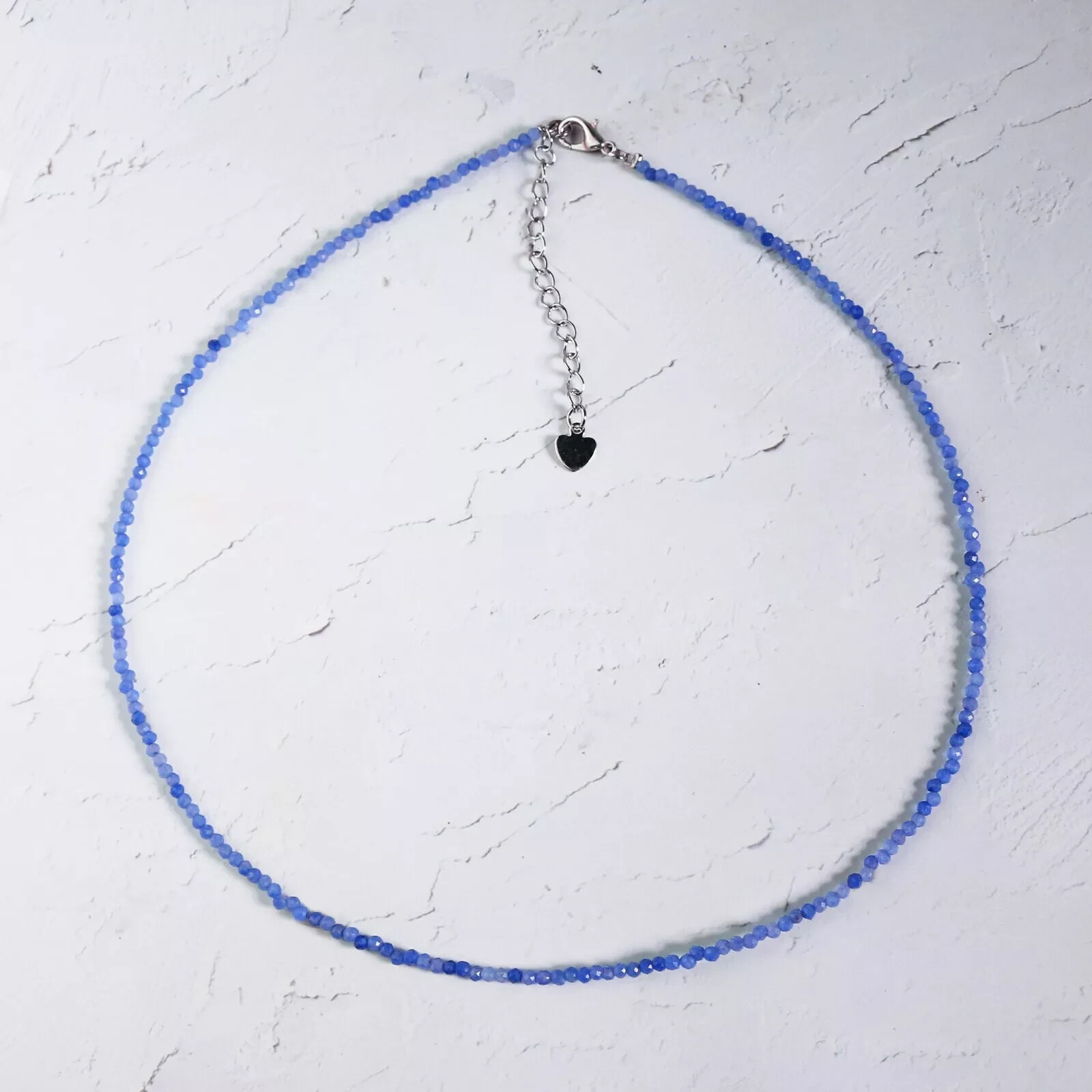 Blue Aventurine Tiny 2mm Beaded Choker Healing Dainty Women Crystal Necklace