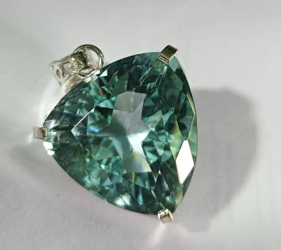 67.9Ct Trillion Aquamarine Natural Topaz 925 Solid Silver Pendant Loose Gemstone