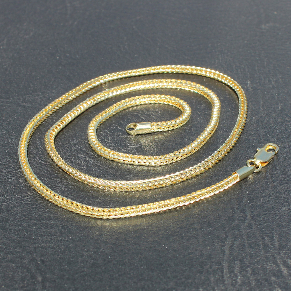 Mens 24″ Franco 3mm 14k Gold Plated Necklace Hip Hop Jewelry High Quality