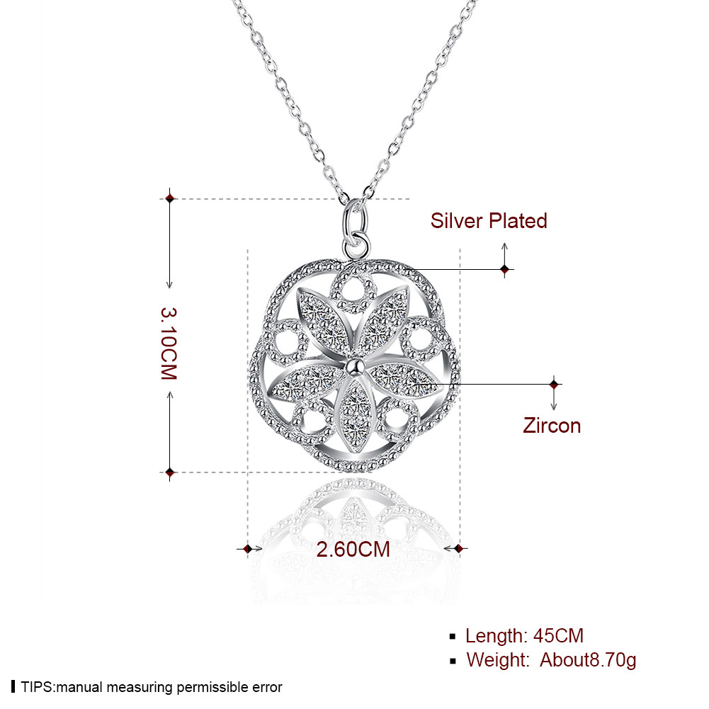 Lovely 925 Sterling Silver Filled SF Flora CZ Pendant Necklace N-A682 Gift