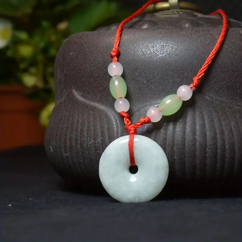 Jadeite Peace Donut Pendant Necklace – Healing Crystal Circle Stone with Adjusta