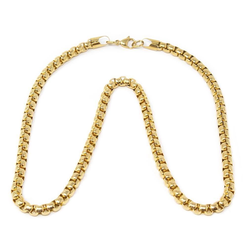 Men&Women’s 18K Yellow Gold Filled Round Box Chain Necklace 3mm 16″/18″/20″-32″