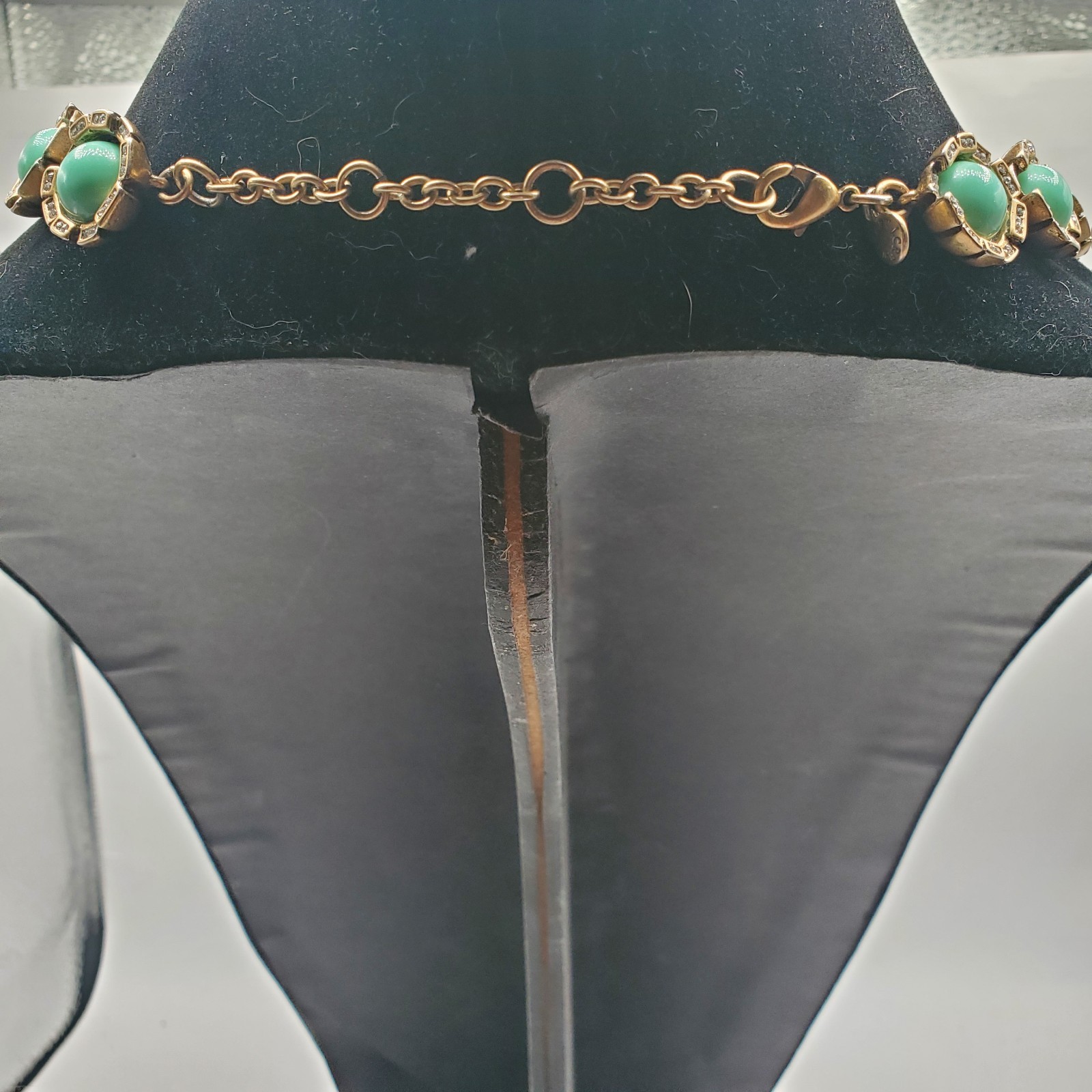 J Crew Statement Necklace Robin Egg Blue Turquoise Cabochons Crystals Signed