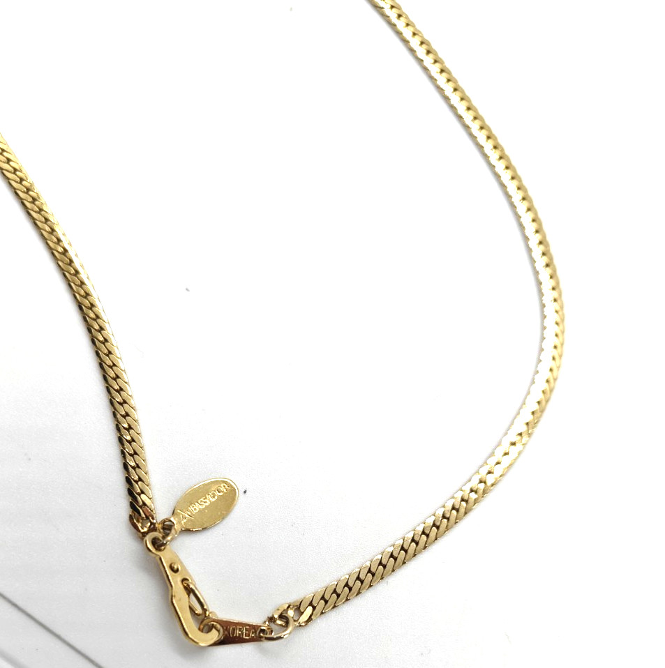 Vintage Ambassador Gold Tone Chain Herringbone Minimalist