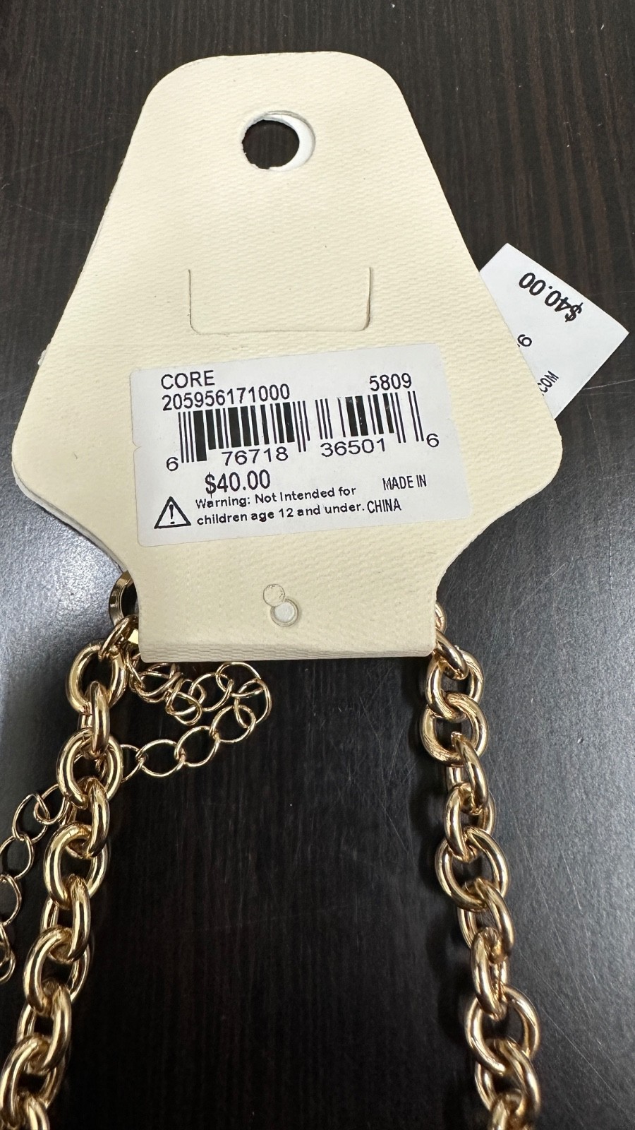 New Directions 20″ Necklace Polished & Hammered Discs Thick Rolo Chain NWT $40