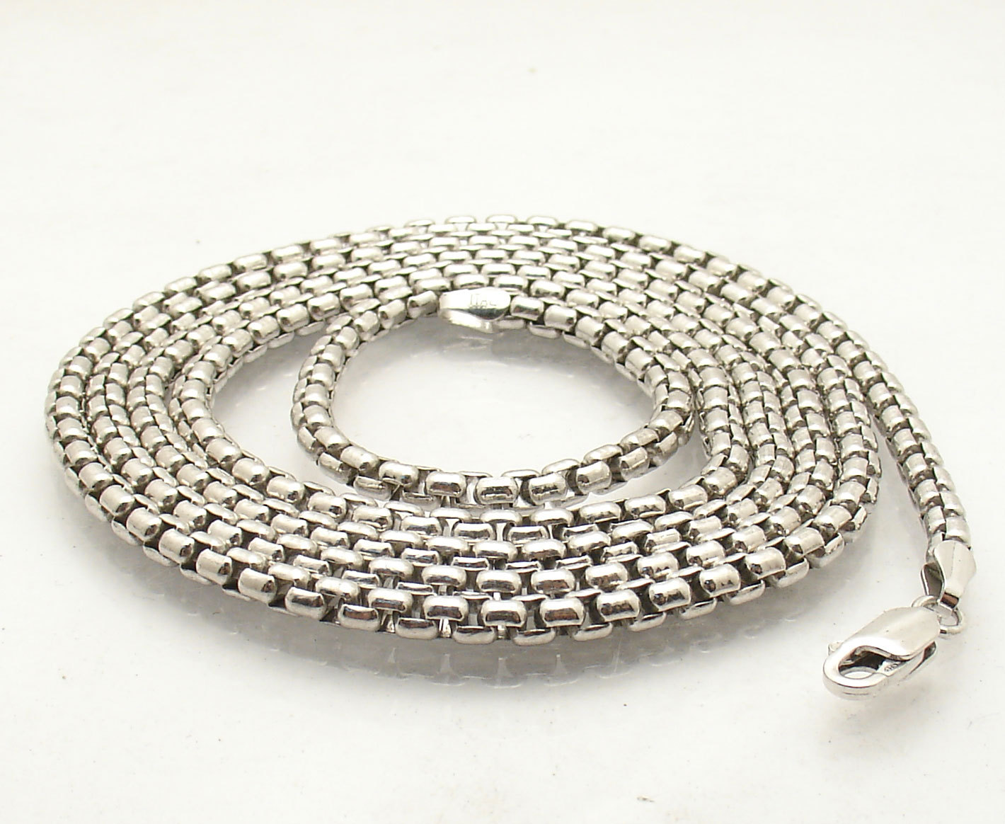36″ 3.5mm Mens Round Venetian Box Chain Necklace Solid Sterling Silver No Tarnis