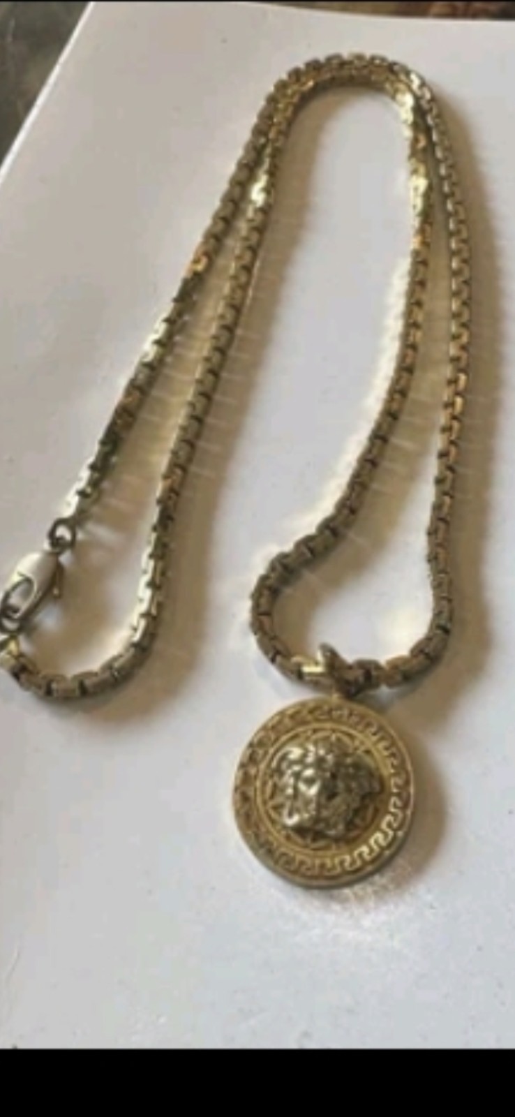 VERSACE GIANNI VERSACE Necklace Pendant AUTH MEDUSA Vintage Gold Tone Brass