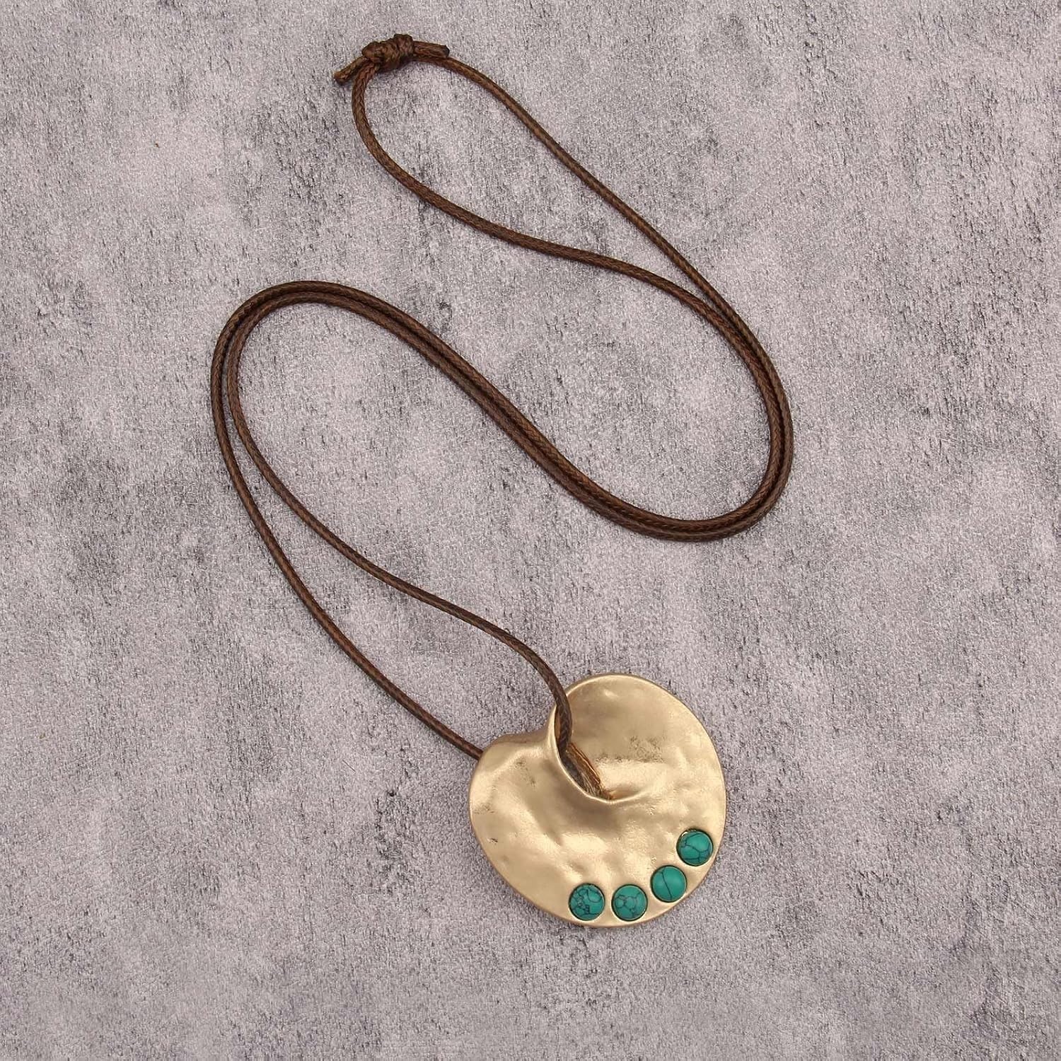 Bohemian Necklaces for Women Leather Necklace Wood Pendant Choker Long Brown …