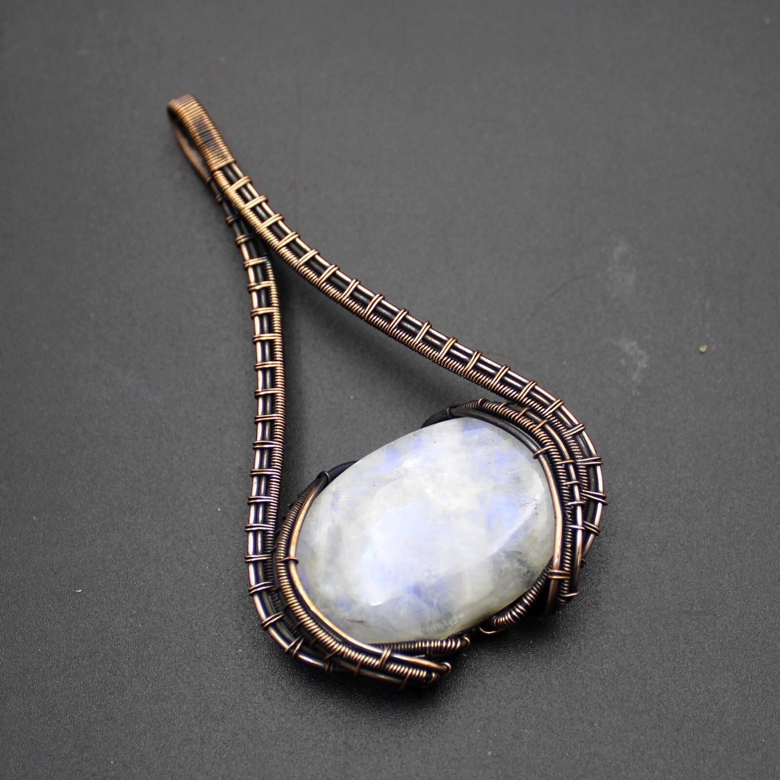 Womens Day Gift Moonstone Wire Wrapped Pendant Gemstone Copper Wire Jewelry