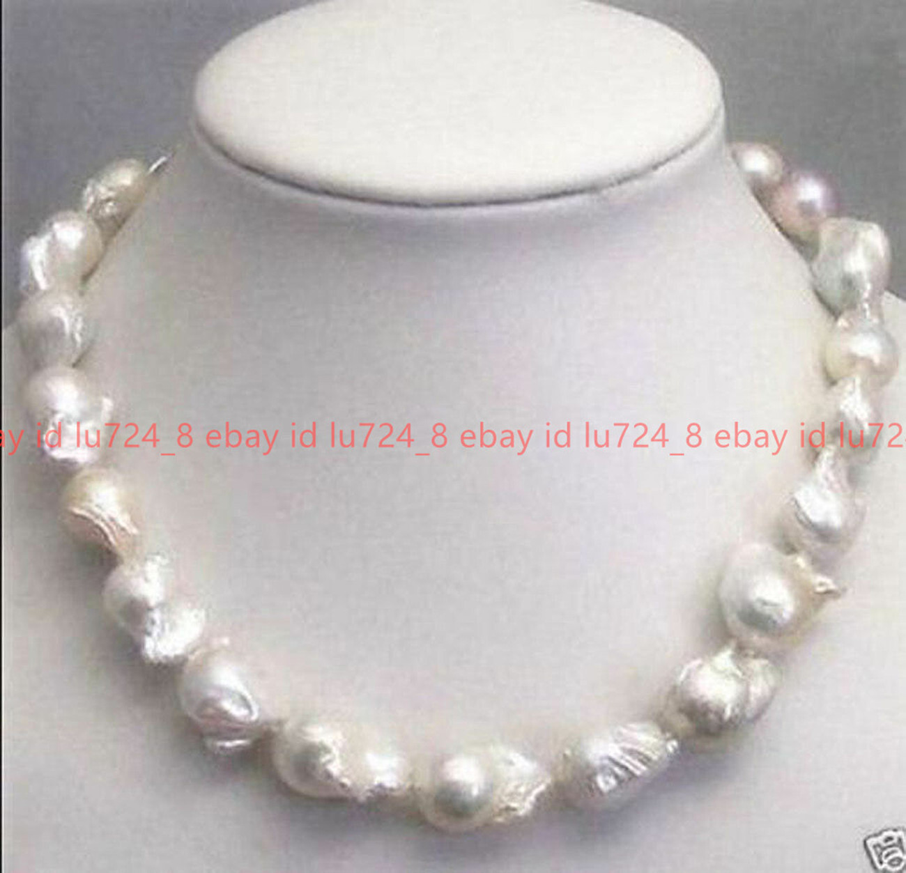 Huge 15x20mm Freshwater Cultured White Keshi Baroque Pearl Necklace 18-35″