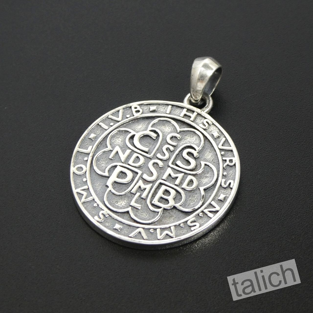 Solid 925 Sterling Silver Saint Benedict Medal Round Pendant Amulet Great Gift