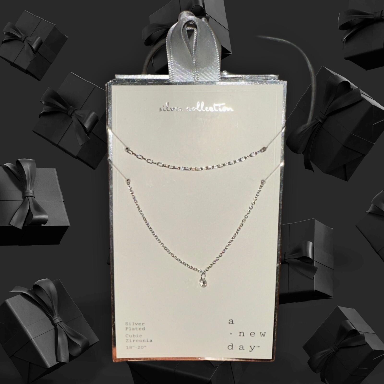 A new Day ~ 18”-20” Silver Plated, Cubic Zirconia Necklace 18-20 in ~ Silver Col