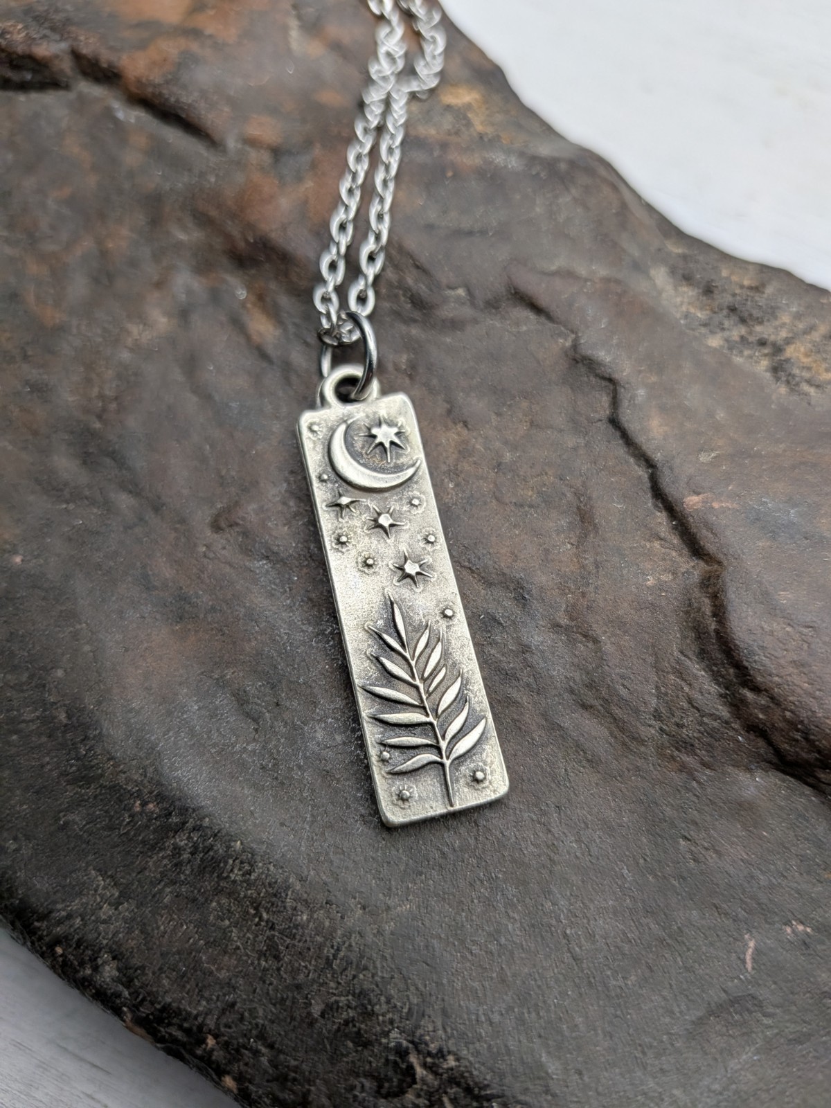 Fern And Moon Pendant Necklace, Nature Jewelry, Botanical Gift