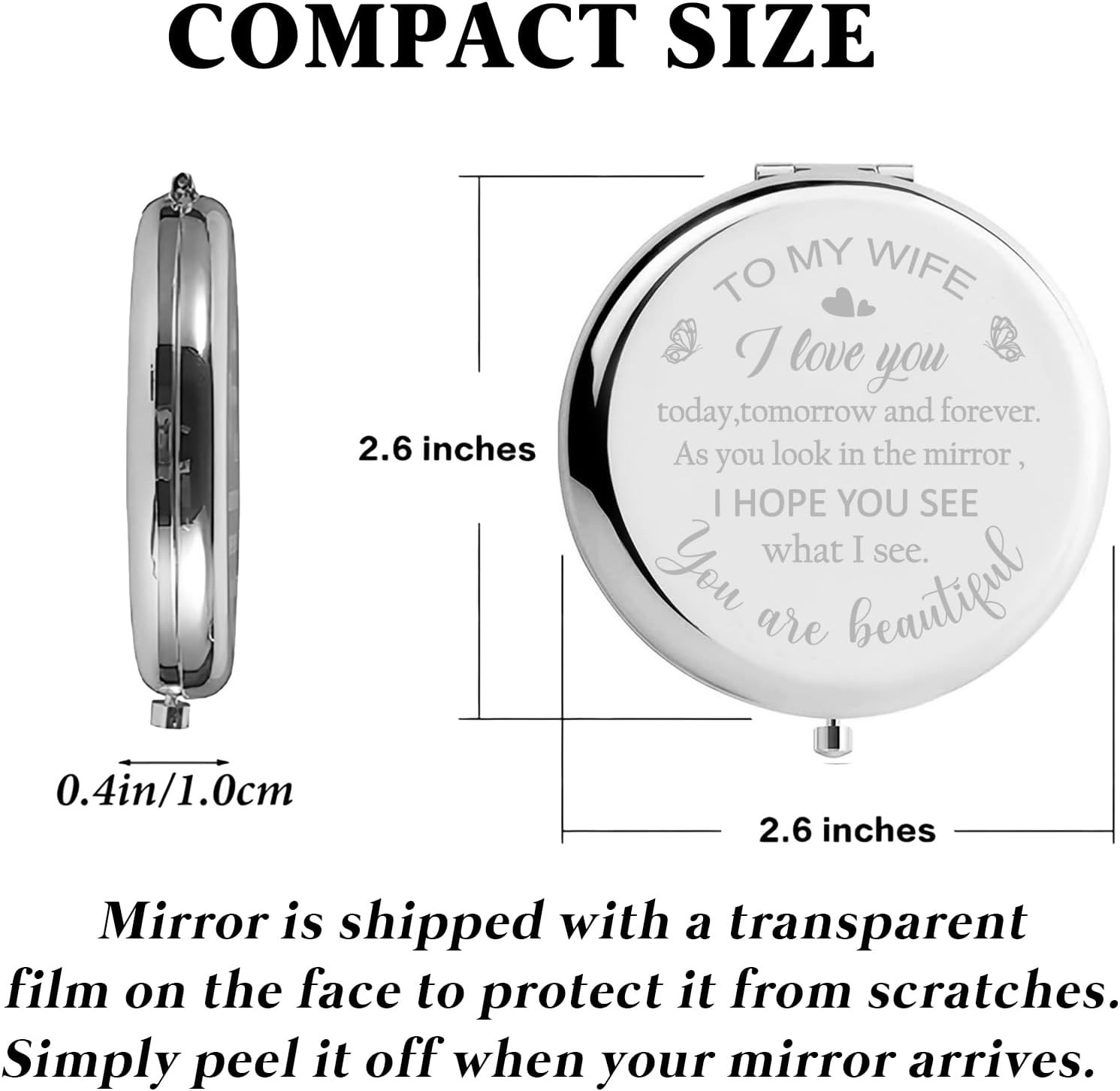 Romantic Compact Mirror Gift for Wife – Perfect for Valentine’s Day & Anniversar