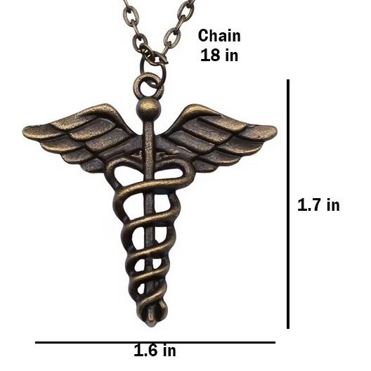 Caduceus Medical Necklace Jewelry Bronze EMT Doctor Health Pharmacy Pendant