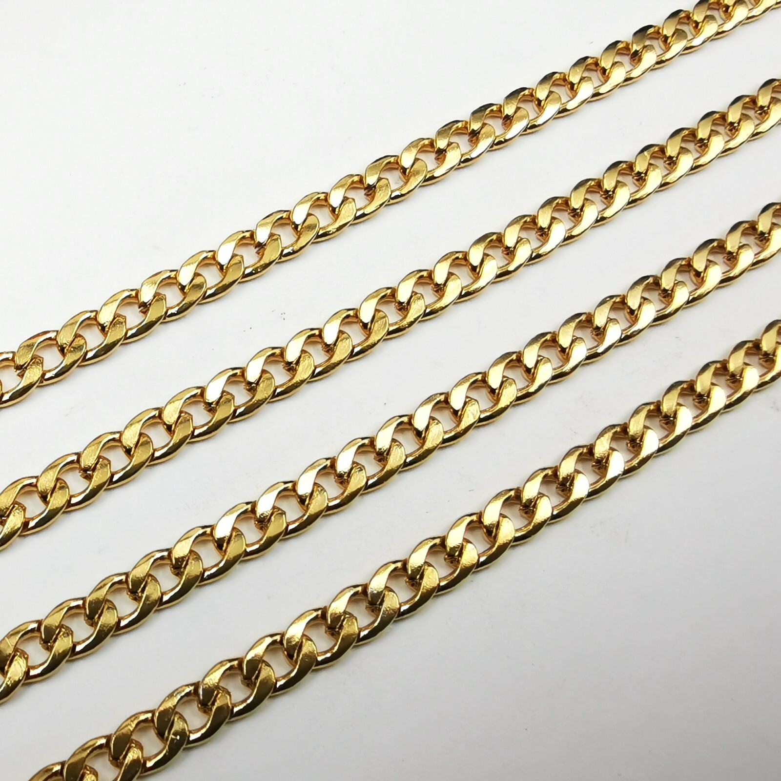5pcs Lot 4mm 24” Necklace Stainless Steel Jewelry Finding Flat Curb Chain Gold