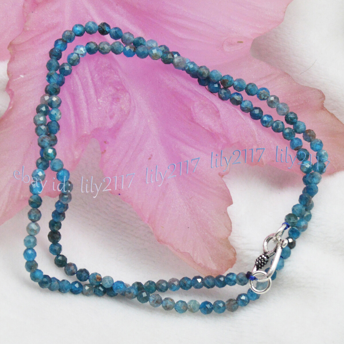 Faceted 3mm Genuine Natural Blue Apatite Round Gemstone Beads Necklace 14-36”