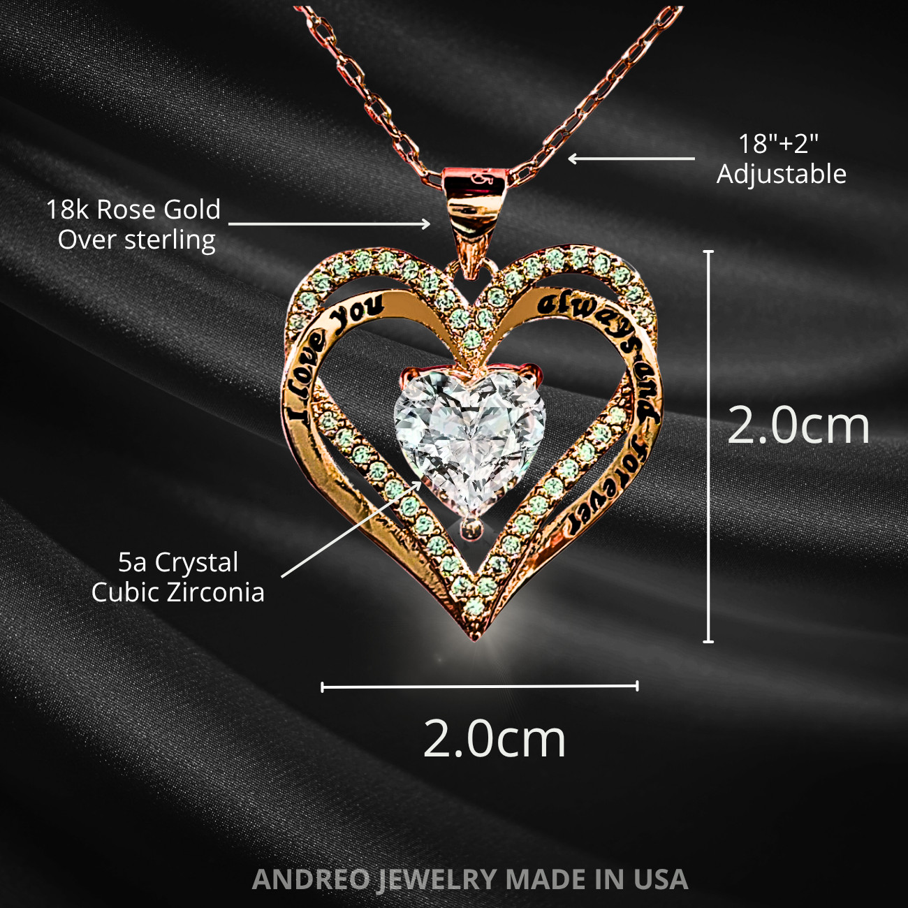18k Heart Grandma CUSTOM Necklace for Grandmother Birthday Gifts ANDREO