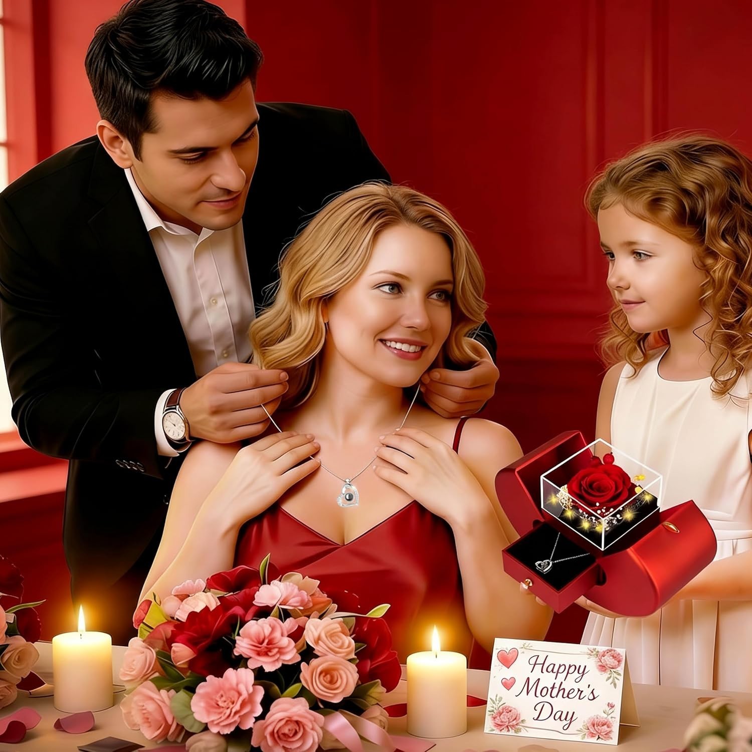 I Love You Necklace with Preserved Rose – Timeless Gift for Special Occasions