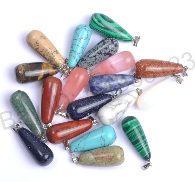 Wholesale NATURAL GEMSTONE Teardrop Charms Necklaces Pendants Earrings 20MM