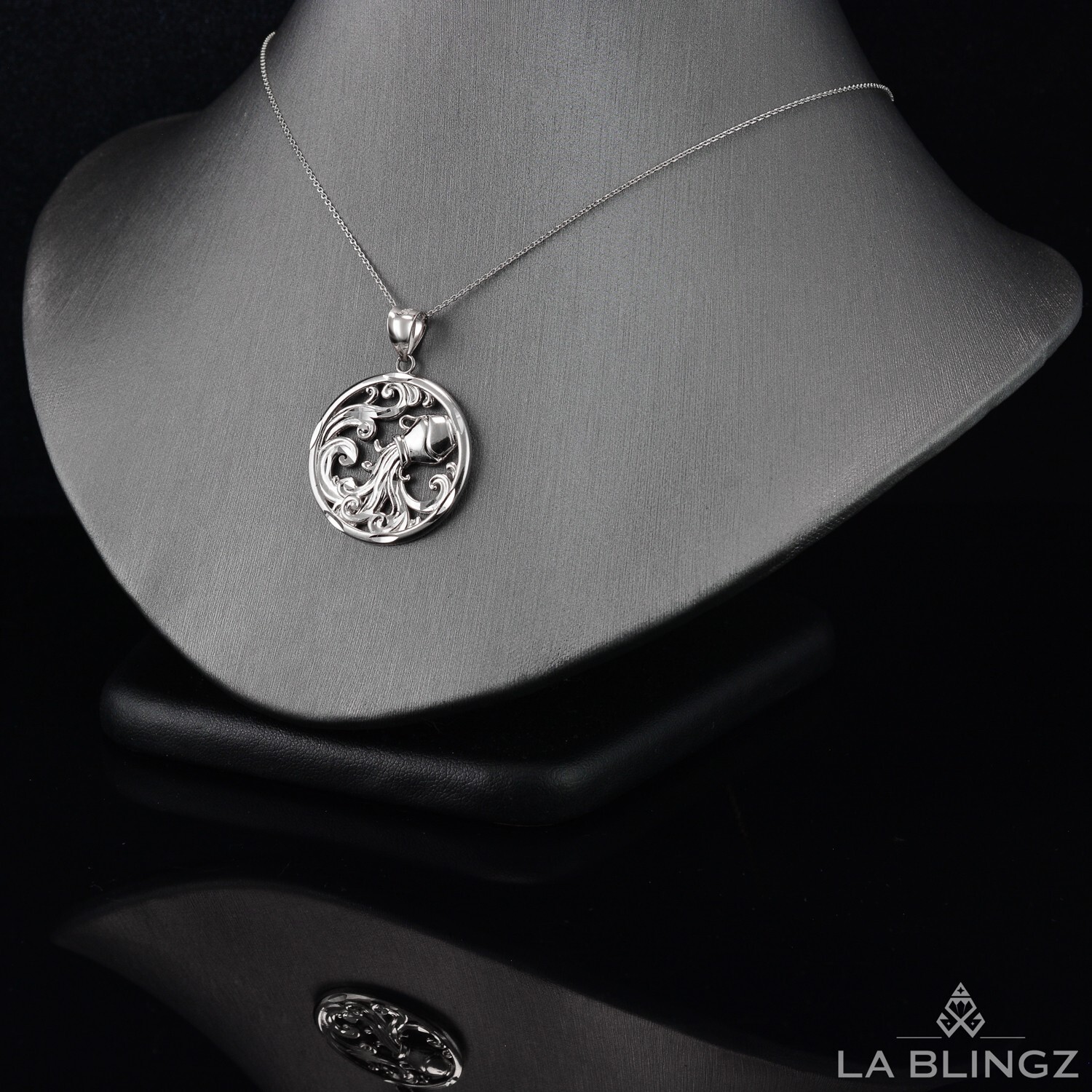 Sterling Silver Zodiac Round DC Pendant Necklace | 12 Horoscope Signs Available