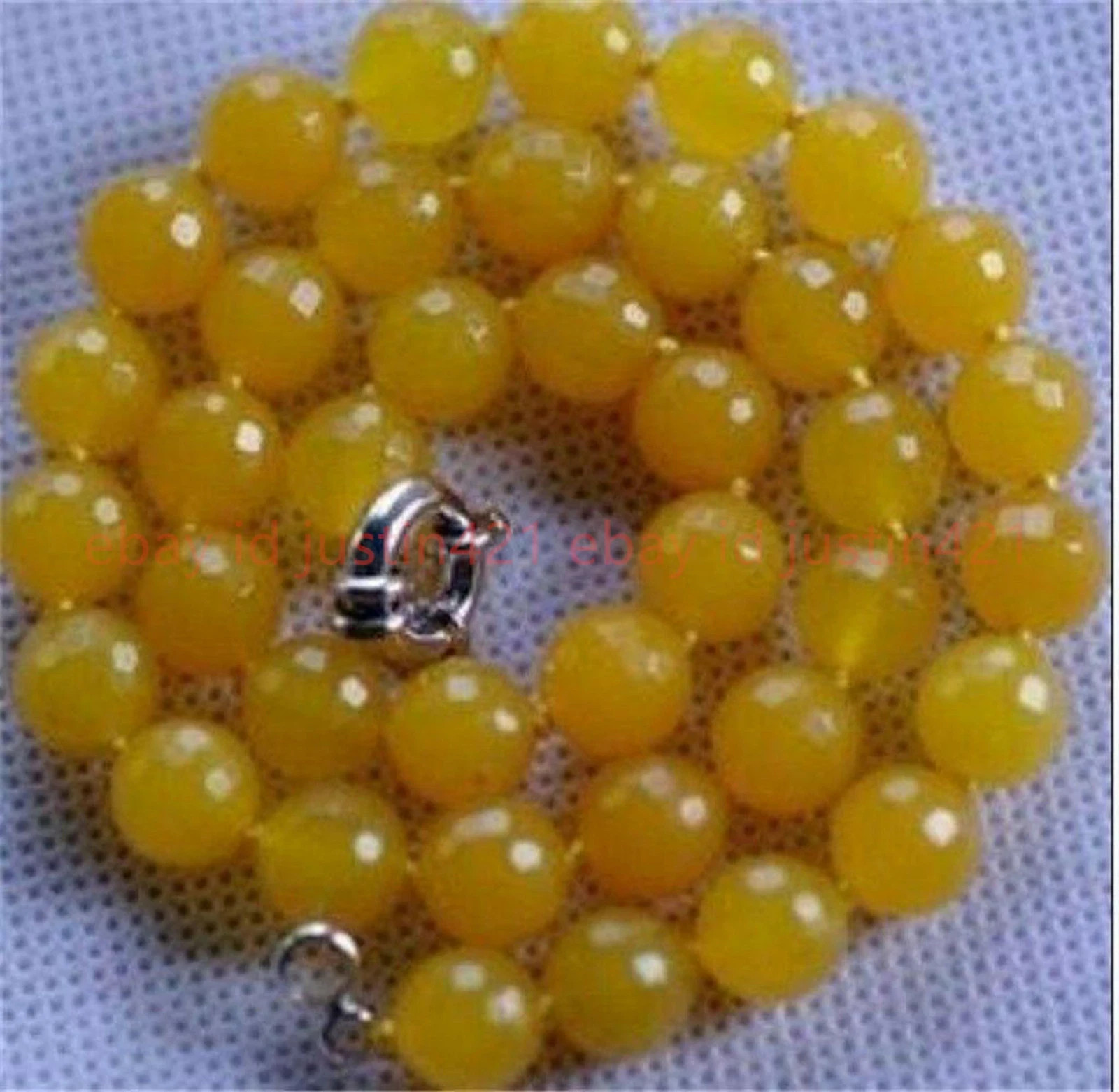 USA SELLER 12mm Round 18″ Natural Faceted South American Yellow Topaz Necklace