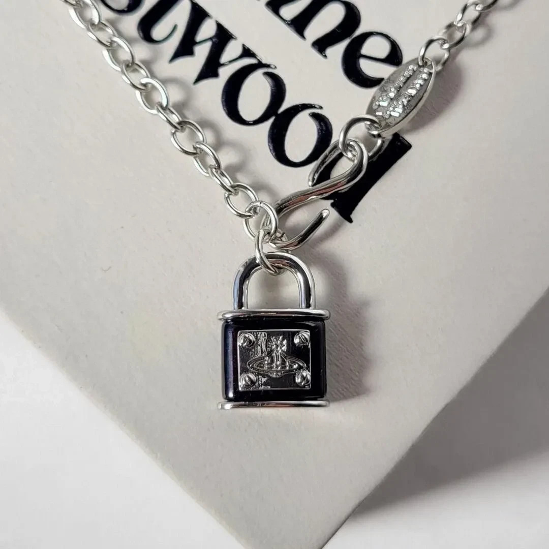 Vivienne Westwood Padlock Necklace Black×Silver