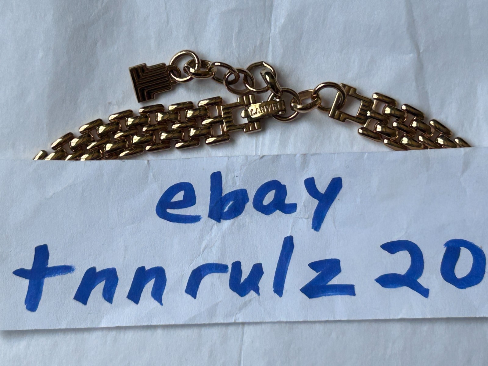 Vintage LANVIN Germany Silver Gold Couture Chain Collar Necklace