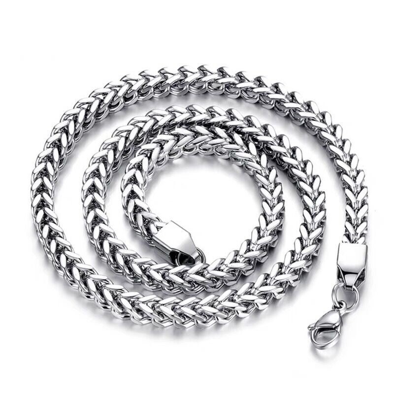 Gold Silver 2.5-8mm Man Woman Stainless Steel Wheat Braided Foxtail Franco Chain