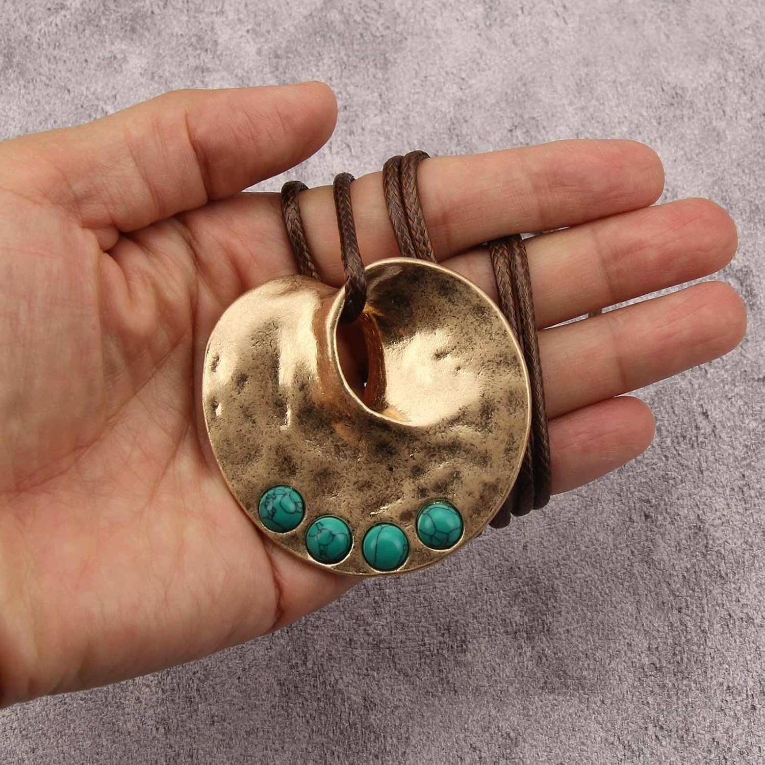 Bohemian Necklaces for Women Leather Necklace Wood Pendant Choker Long Brown …