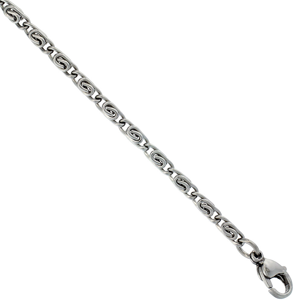 3mm Stainless Steel Snail Chain Necklace, 18″, 20″, 22″, 24″