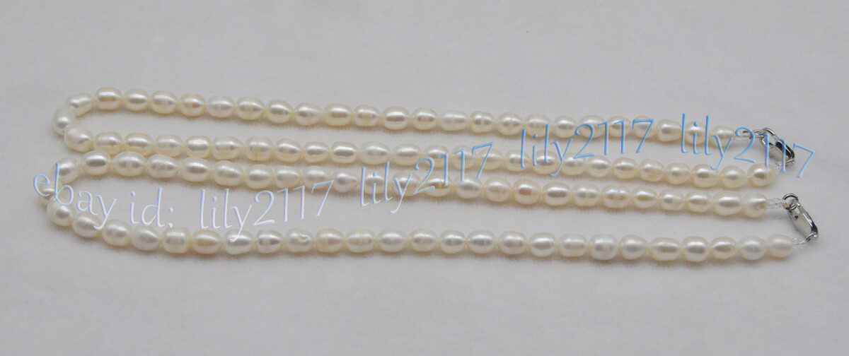 7-8mm Real Natural Freshwater Cultured White Pearl Rice Beads Necklaces 14-48”