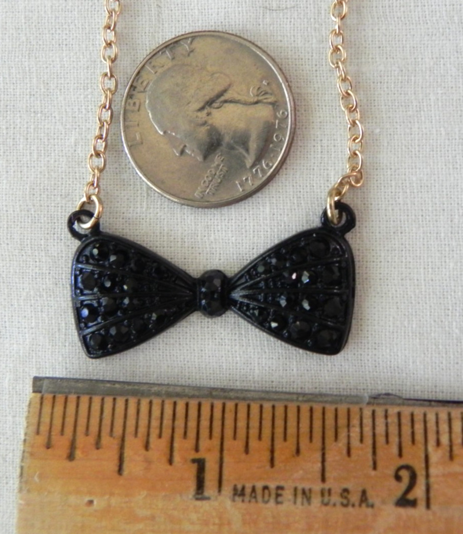 Betsey Johnson Small Black Bow tie Necklace bowtie