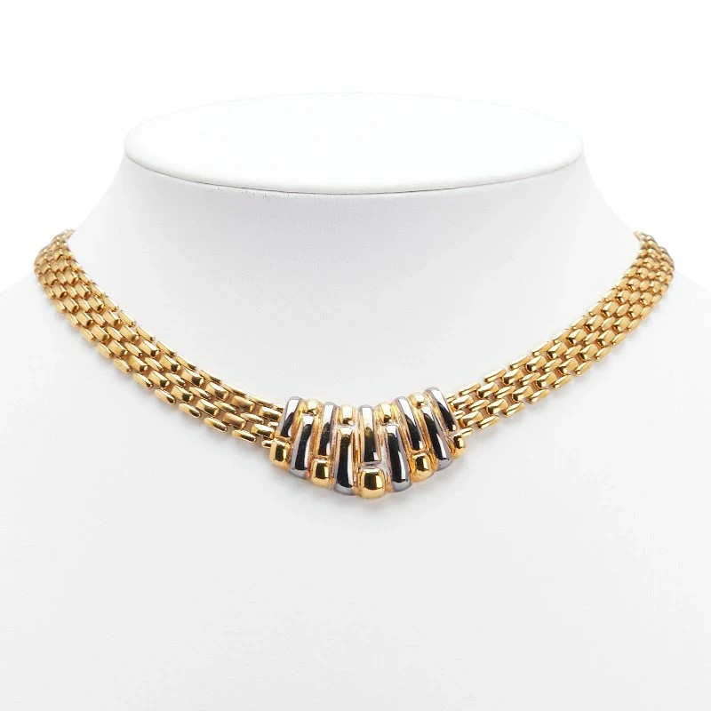 Vintage LANVIN Germany Silver Gold Couture Chain Collar Necklace