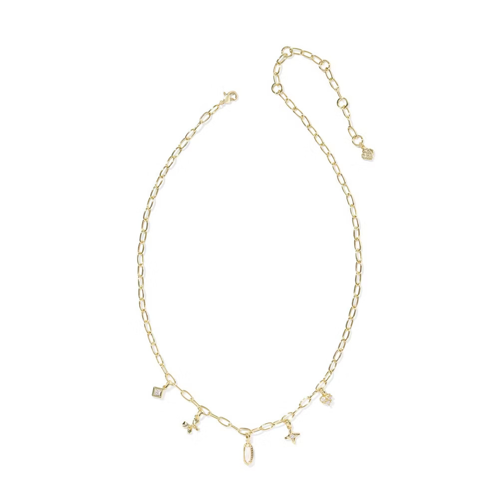 Kendra Scott Belle Cubic Zirconia Charm Necklace – Gold/White