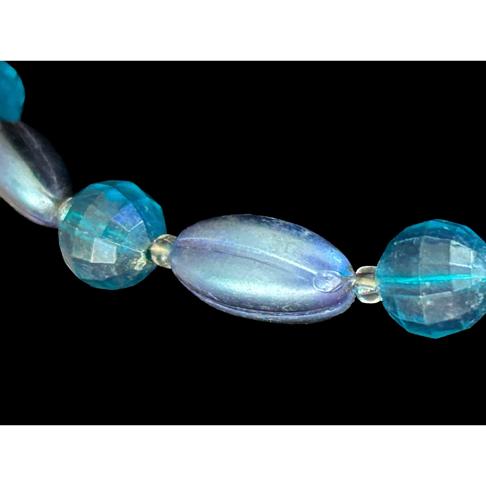 Vintage Western Germany Blue Necklace Silver Extender 14.5 Inch