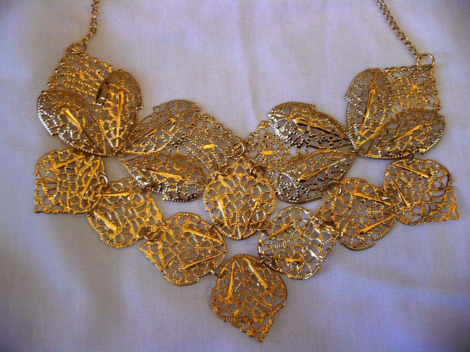 a.n.a. Filigree Necklace Gold Tone Metal 18-21 Inch Necklace NEW