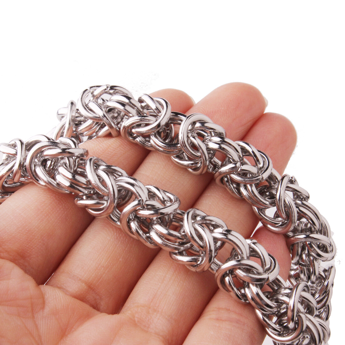 6/8/10mm Mens Chain Silver Tone Link Byzantine Stainless Steel Necklace Bracelet