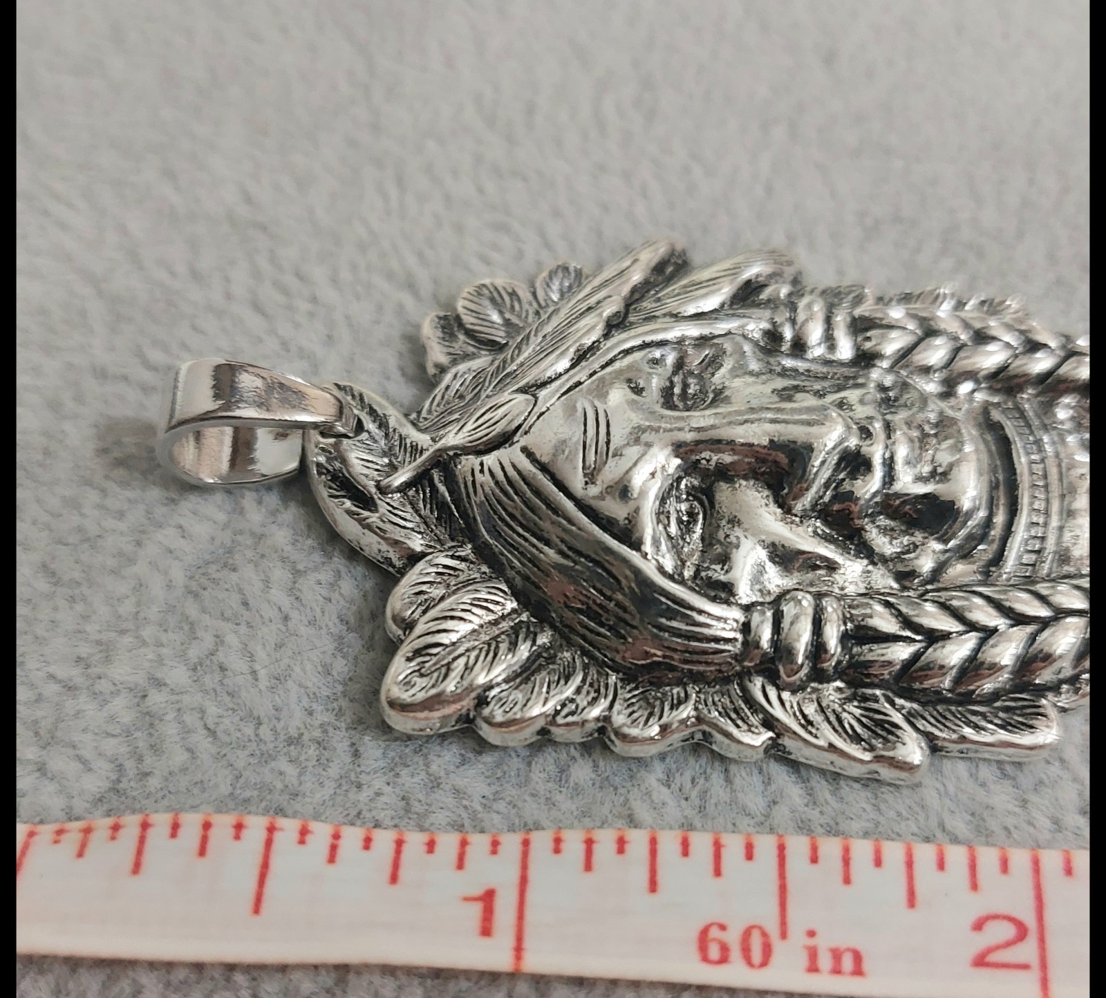 Silver chief indian native tribal charm Necklace pendant – Mens Womens Jewelry
