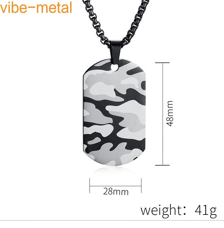 Army Soldier Camouflage Pendant Men Necklace Dog Tag Daily Wear Gift Classic