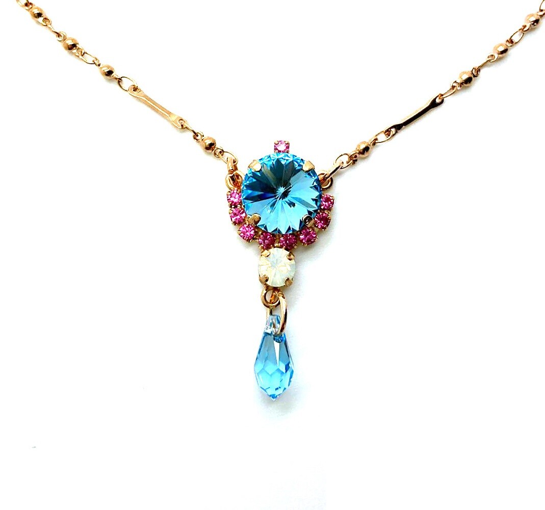 Mariana Necklace Pendant Pinks & Blues Swarovski Crystals Margarita Cocktail …