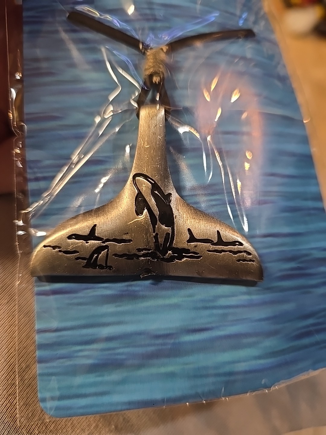 Seaworld Whale Tail Necklace w/ Cord Brand Orca Encounter Engraved NIPS Gift