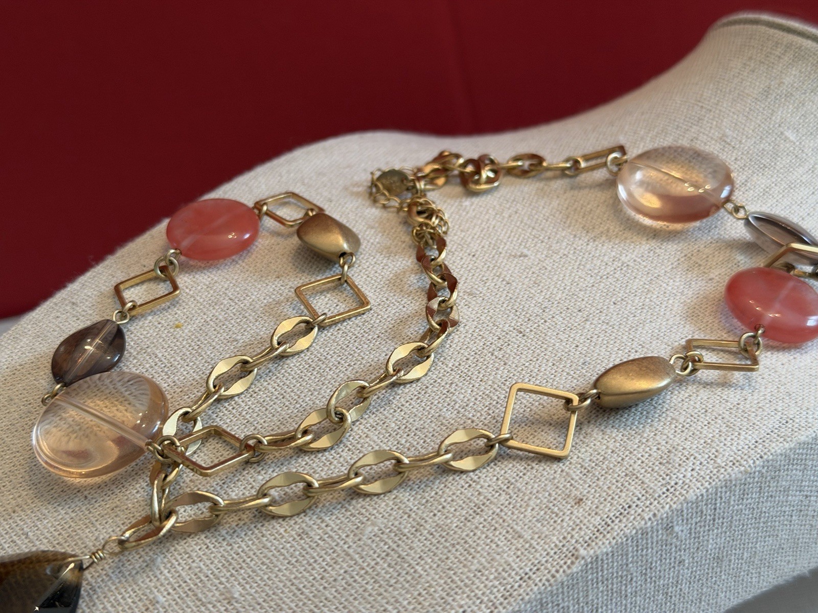 Lia Sophia HARMONY Necklace Glass & Resin Matte Gold Tone BinR
